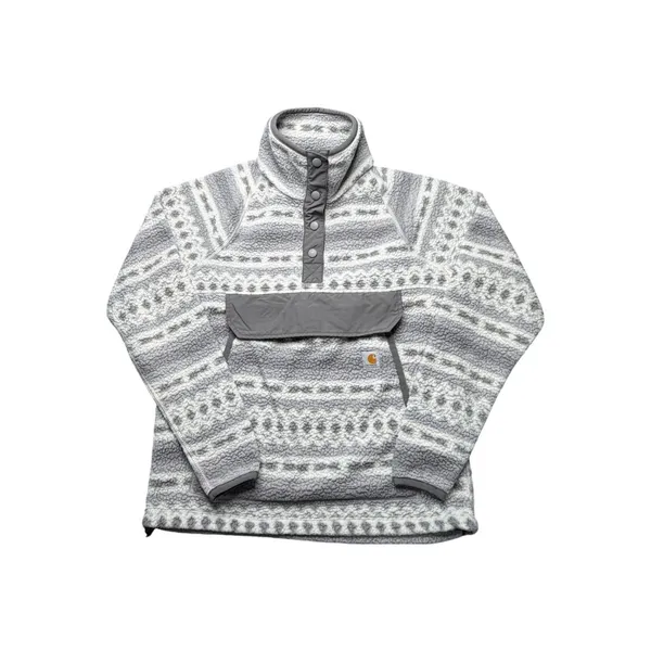 Carhartt 0J4991 Relaxed Fit Fleece Grey Aztec Quarter Snap Pullover Large 10-12 - Image 3