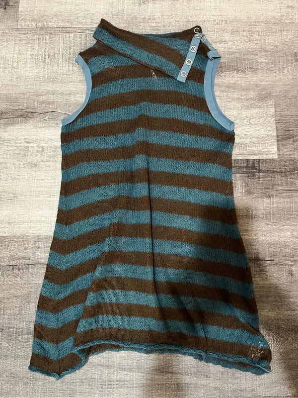 FREE PEOPLE striped buttoned mock neck tunic - Image 2