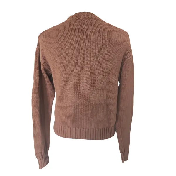 GAP Brazen Brown Cotton Linen Shaker Stitch V-Neck Cardigan Sweater‎ S 802439-02 - Image 3