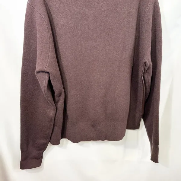 Sioni Bomber‎ Jacket Womens XL Brown Faux Leather Knit Classic Chic Edgy 1502 - Image 5