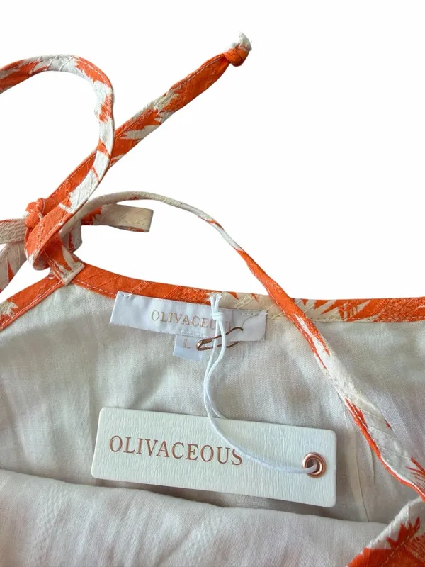 Olivaceous Orange Floral Halter Crop Top New‎ With Tags - Image 2