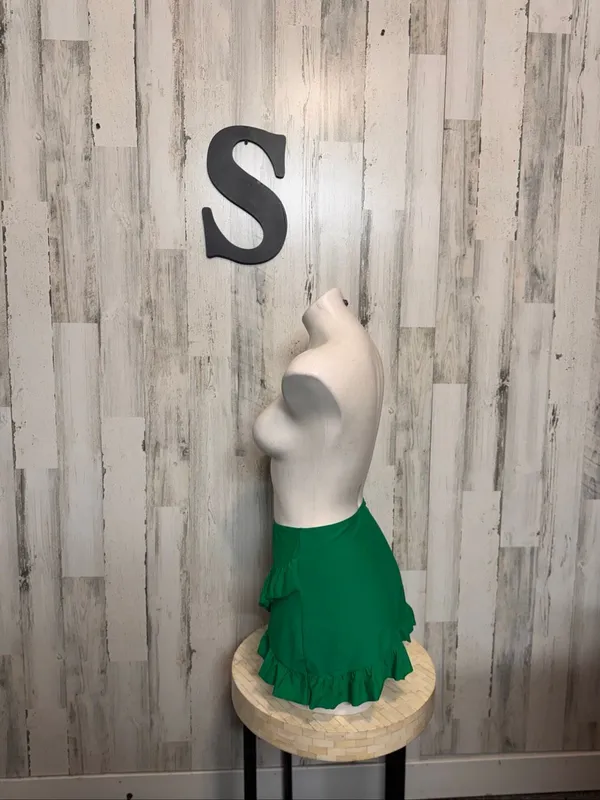 SheIn Ruffle Wrap Swim Skirt Bikini Cover Up Womens Small Kelly Emerald Green - Image 2