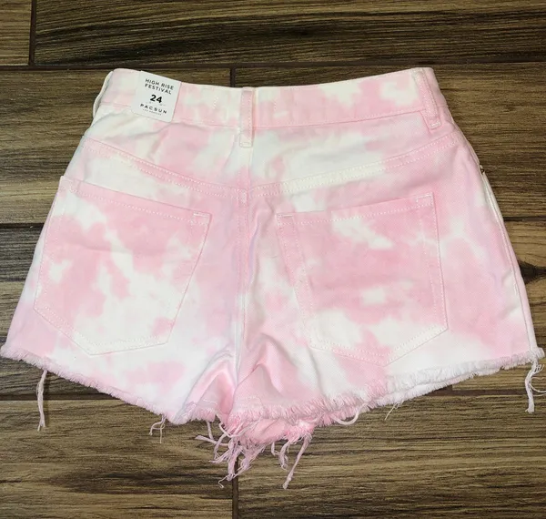 Pink Tie Dye Jean Shorts - Image 2