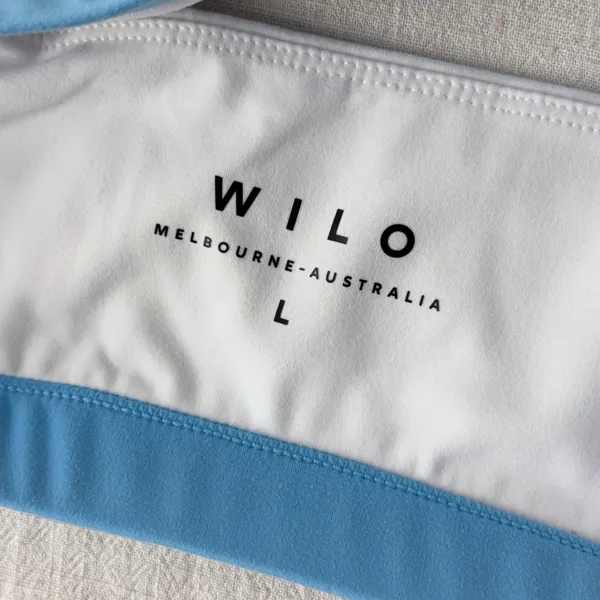 Wilo The Label Layered Activewear Sports Bra Crop Top Women Large Blue White - Image 2