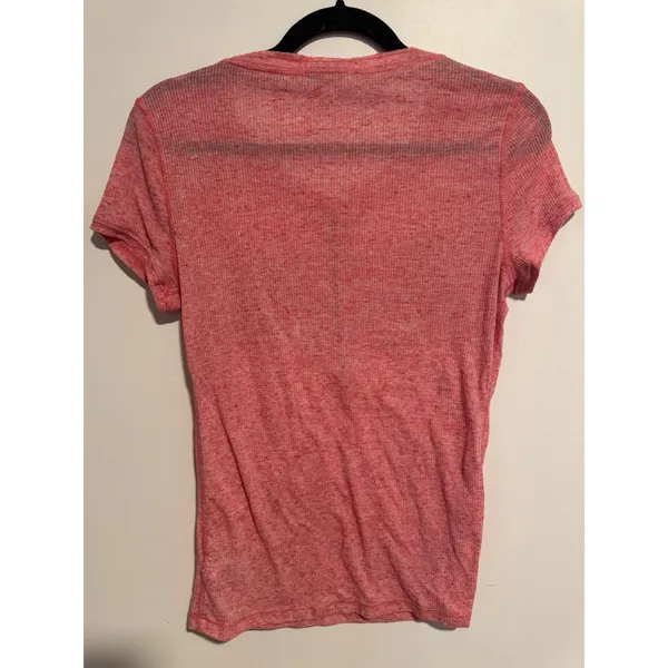 Aeropostale Vintage Pink Marl Henley Logo Graphic Tee Shirt XL Y2k Preppy‎ - Image 5