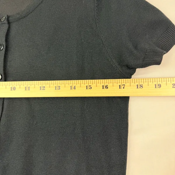 Grace Karin Cardigan Size S Black Solid Preppy Short Sleeve Button Top Classic - Image 6