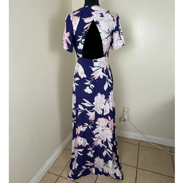 Lulus Azalea Regalia Navy Blue Floral Maxi Dress - Size S - Image 5