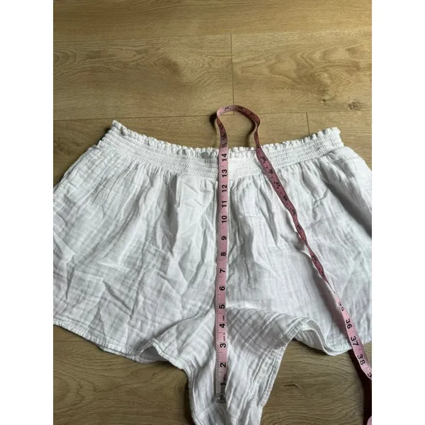 Aerie Gauzy High Waisted Short White Smocked Elastic Waist Beach Loungewear XL - Image 8
