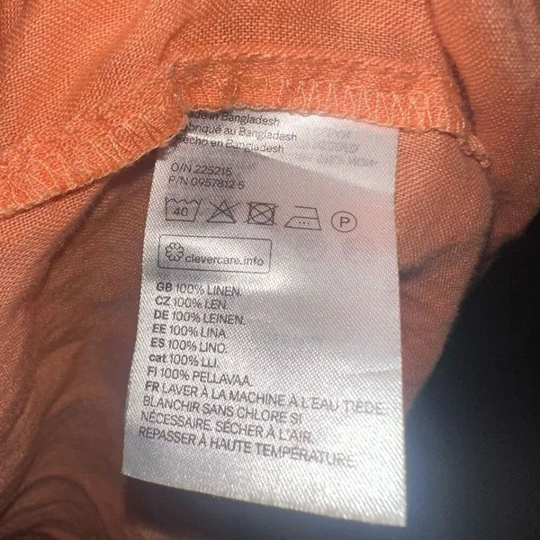 H&M orange M linen button down long sleeve top - Image 4