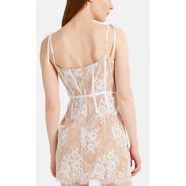 For Love & Lemons XS Cheyenne Lace Mini Dress Ivory Coquette Fairy‎ Schoolgirl - Image 3