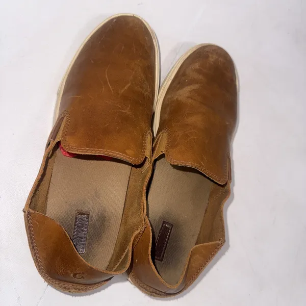 Olukai Leather Pehuea Slip On Sneaker Gorpcore Boho Convertible Shoes Brown Sz 8 - Image 11