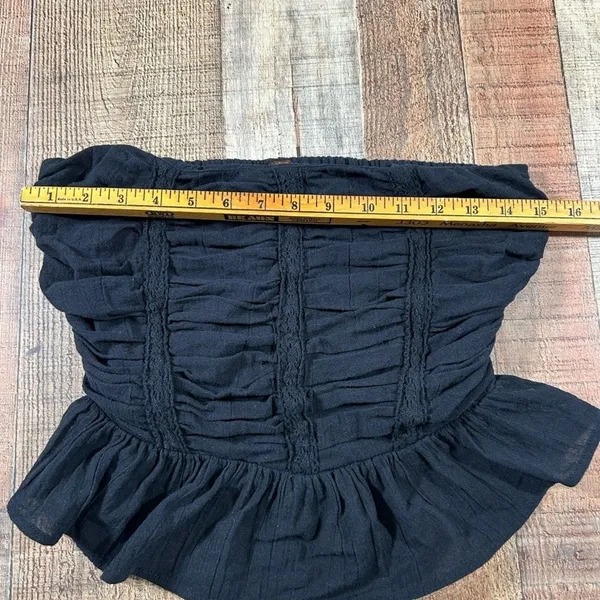 Free People Fun in the Sun Black Strapless Peplum Top XS Boho Whimsygoth Grunge - Image 8