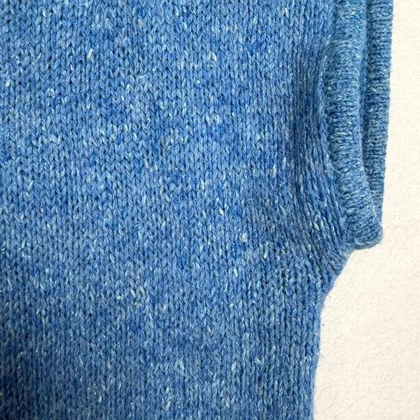 Vintage Heidi Large Sweater Vest Blue Silk Angora Blend Sleeveless Knit Retro - Image 3