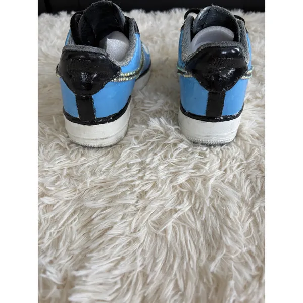 Nike Air Force 1 Low Custom Baby Blue Rhinestone Bling Sneakers‎ Size 8 - Image 4
