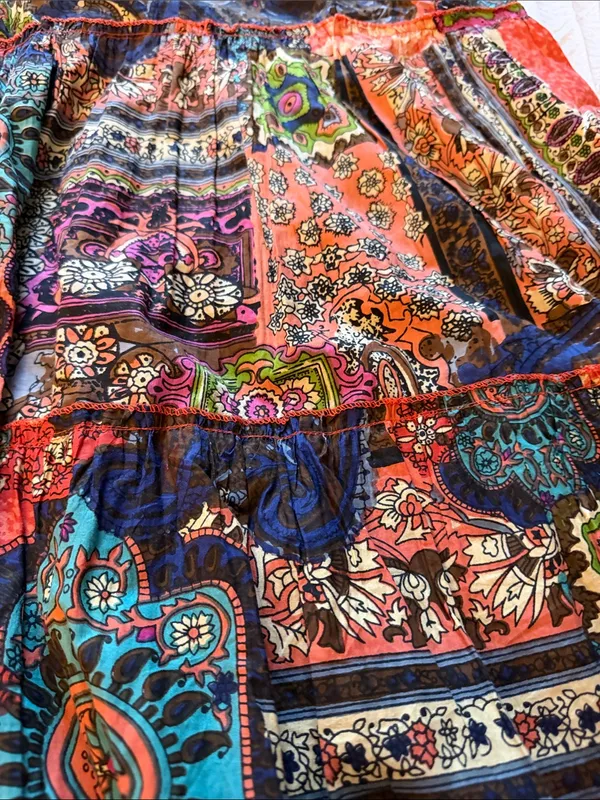 Bobbie Brooks Vintage Patchwork Paisley Tiered Maxi Skirt Size M. 8-10. - Image 3