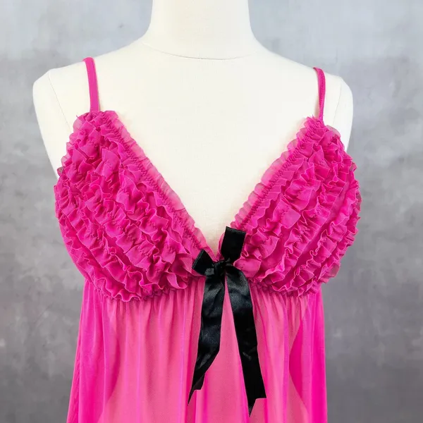 Babydoll Chemise Slip Dress Womens S/M Ruffled Coquette Lingerie Boudoir‎ Dainty - Image 5