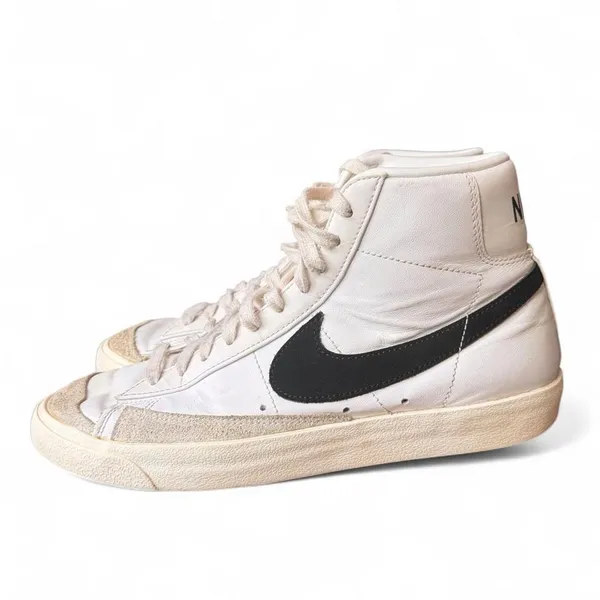 Nike Blazer Mid ‘77 Vintage White Black Leather High Top Sneakers Sz9 CZ1055-100 - Image 3
