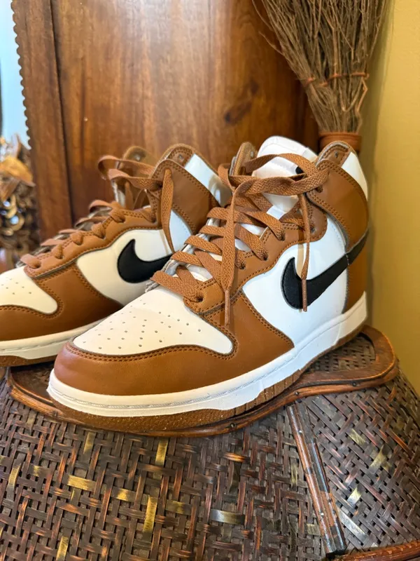 Nike Women’s White, Brown & Black High-Top Sneakers - Image 2