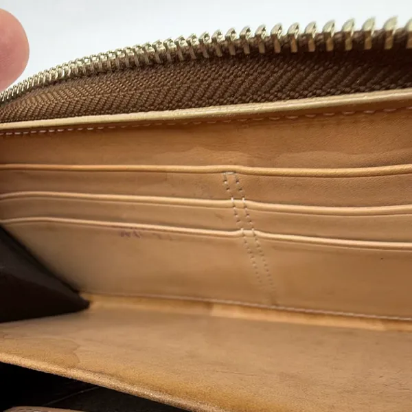 Coach Zip Around Brown Signature C Canvas Leather Wallet - Image 6