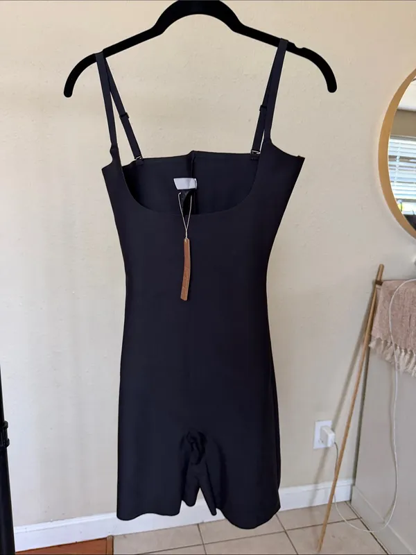 SKIMS Body Core Sculpt Open Bust Mid Thigh Bodysuit Black Onyx size L - Image 4