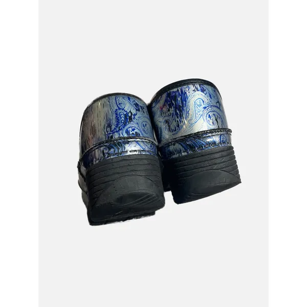 Dansko Professional Clogs Womens 38 Blue Paisley Patent Leather Comfort Nursing - Image 4