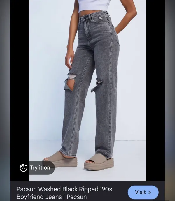 Pacsun black/dark grey ripped 90s boyfriend jeans - Image 2