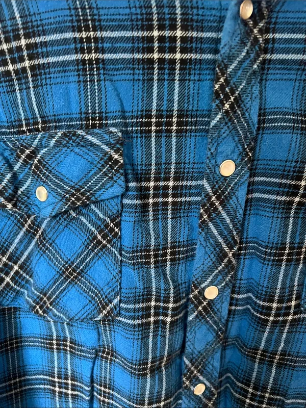 Wrangler Wrancher Blue Plaid Pearl Snap western shirt ➕ - Image 3