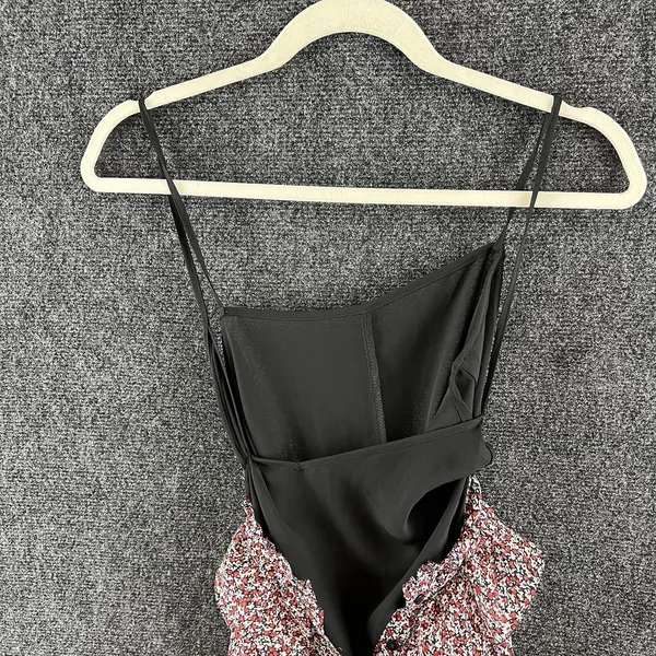 NWT Mango Amelie Floral Maxi Dress Size 4 Red Black Chiffon Ruffle Long Sleeve - Image 15