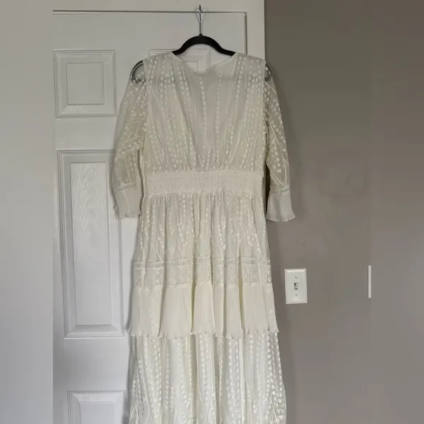 A Beautiful Soul Elegant White Maxi Dress Lace Ruffles - Image 10