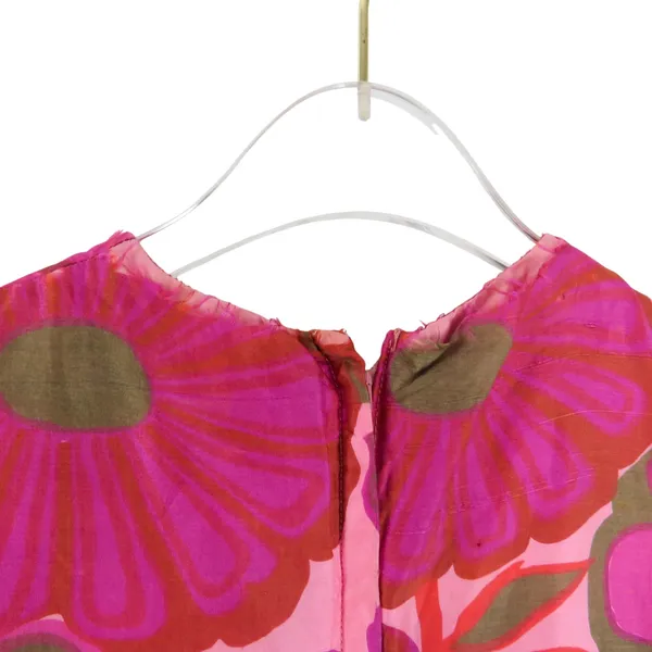 Musette 1960s Vintage Pink Floral High Neck Sleeveless Mini Dress XS Retro Mod - Image 6