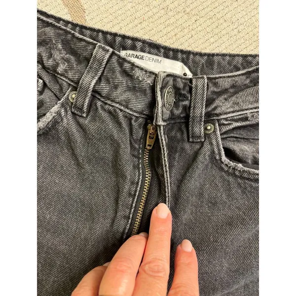 Garage Denim Street Wide Leg Black Distressed Jeans Size 00/23 Y2K - Image 11