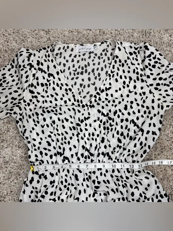 Petal & Pup Hyde Cheetah Tie Waist V-Neck Long Sleeve Maxi Dress 6 White Black - Image 10