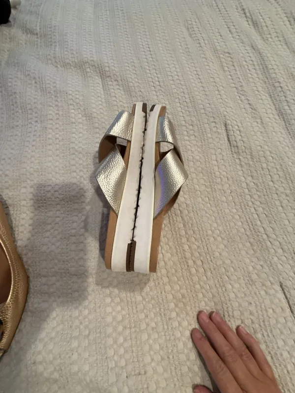 UGG Kari Metallic Crossover Slide Sandals Silver Size 7 - Image 3