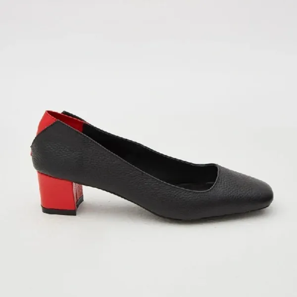 Jaggar Split Square Toe Leather Pump Black with Red Casual Everyday Size 6 - Image 5