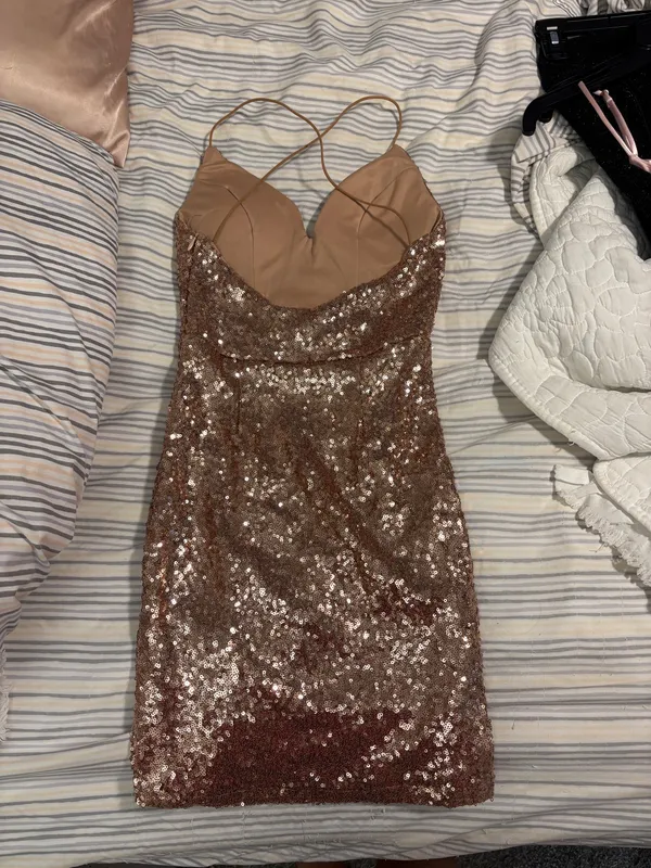 Hello Molly Dress Sequin Rose Gold - Image 2