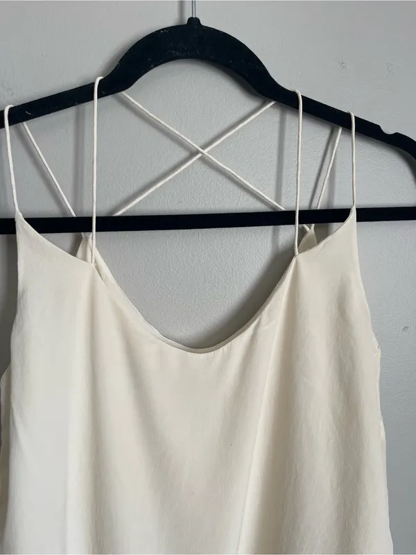 UNWIND.H Ivory Silk Spaghetti-Strap Cami Tank Top Sz S - Image 2