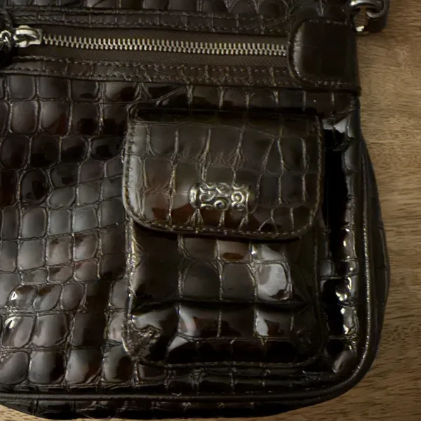 Brighton Cher Mini Bag Crossbody Brown Patent Croc Embossed Bag Purse Y2K - Image 2