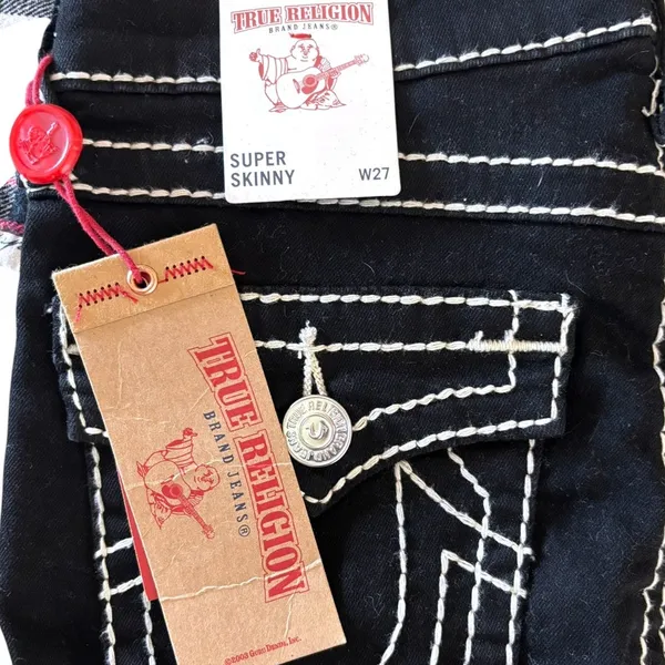 NWT 27 True Religion Girls Halle Black Skinny Jean 29" Inseam Youth Teen Juniors - Image 2