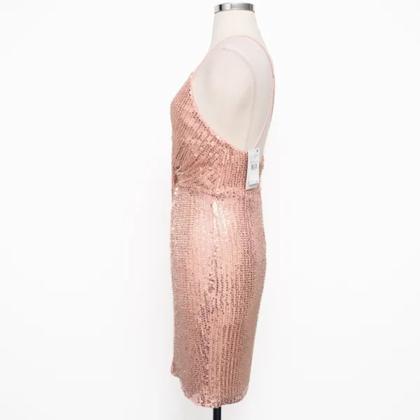 Liv Foster - Rosy‎ Peach Sequin Draped Plunge V-Neck Mini Dress - Image 9