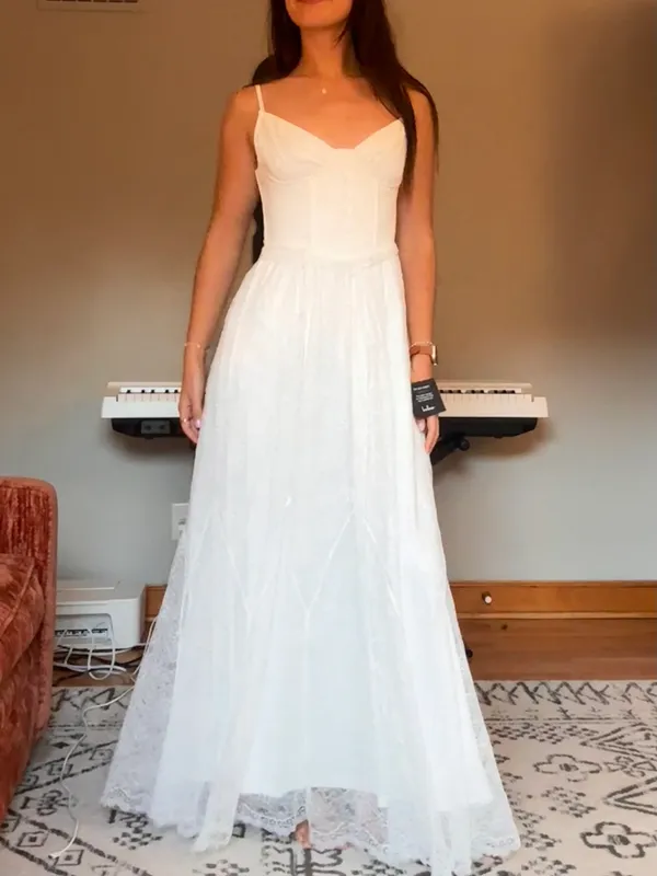 NWT Lulus White Lace Corset Maxi Dress - Image 2