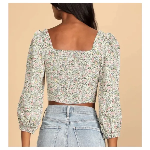 Lulus Even Sweeter Floral Print‎ Crop Top Xsmall - Image 4