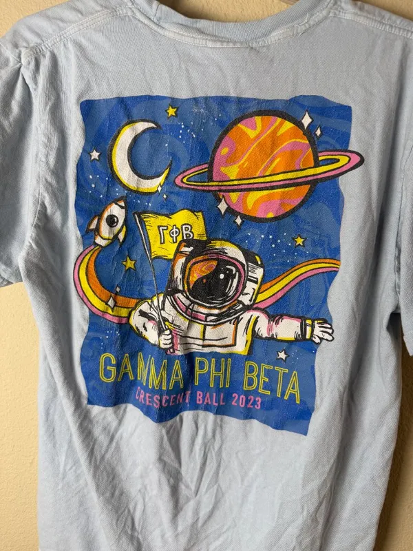 Gamma Phi Beta G Phi Crescent Ball 2023 Space Themed T Tee Shirt Size Medium - Image 4