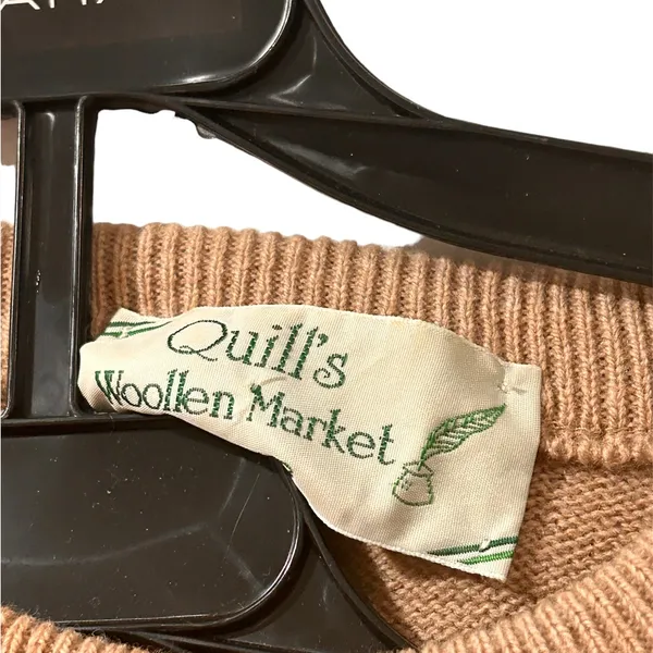 Quills Woolen Market Knit Irish Fishing Sweater Large Natural Wool dark beige-L - Image 5