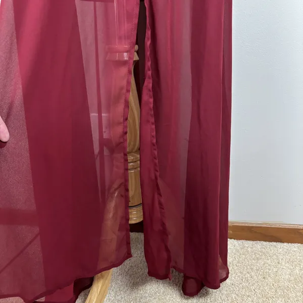 ANRABESS Maxi Dress‎ XL Maroon Sheer Lined Slit Dolman 3/4 Sleeve Elastic Waist - Image 6