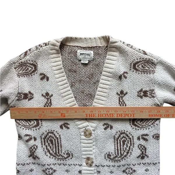 American Eagle Paisley Knit Cardigan XS Brown Cream Button Front Sweater - Image 5