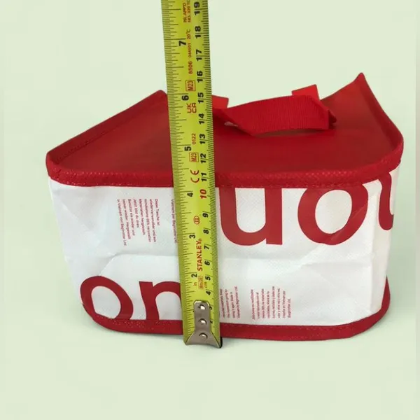 Lululemon Small Reusable Shopping Tote Bag Snap Button Red and White 9" x 11.5” - Image 8