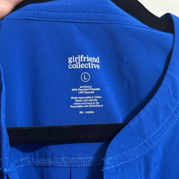 Girlfriend Collective Royal Blue Varsity Stretch Sleeveless‎ Romper Athleisure - Image 4