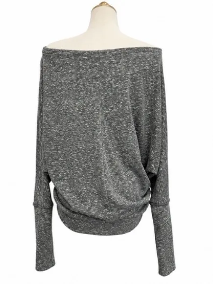 We The Free Gray Marled Off-Shoulder Dolman Top — Size Medium - Image 3