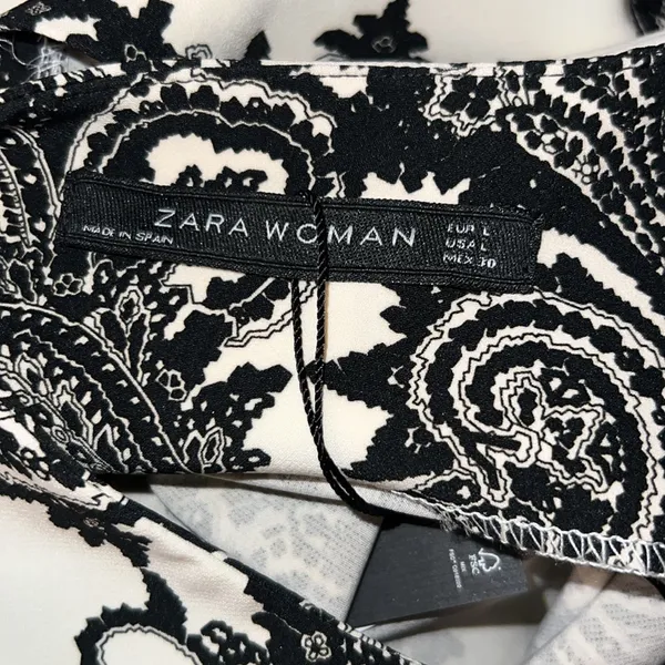 Zara Woman Size L Paisley Short Sleeved Dress - Image 11