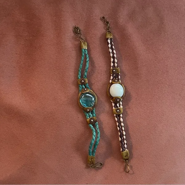 Purple and blue glass woven bracelets set - Image 4